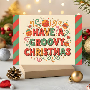 Retro Have a Groovy Christmas Holiday Card