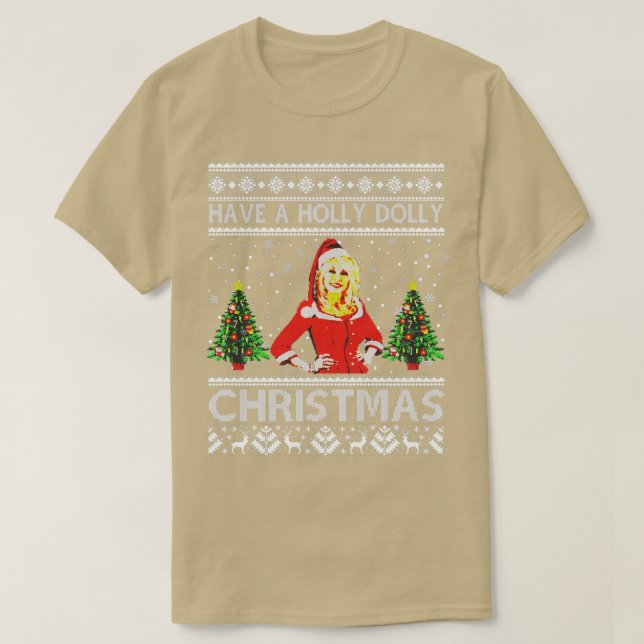 Retro Have a Holly Dolly Christmas Love Parton Mus T-Shirt (Design Front)