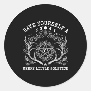 Retro Have Yourself A Merry Little Solstice Yule C Classic Round Sticker