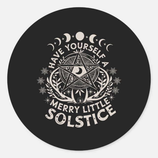 Retro Have Yourself A Merry Little Solstice Yule H Classic Round Sticker (Front)