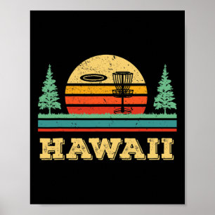 Retro Hawaii Disc Golf Vintage Disc Golfing Golfer Poster