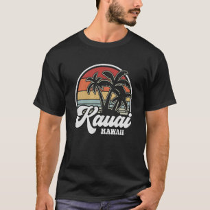 Retro Hawaii Kauai Hawaiian Beach Palm Trees T-Shirt