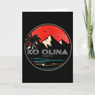 Retro Hawaii Ko Olina Wave Surfing Card