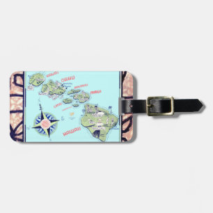 Retro Hawaii Map  Luggage Tag