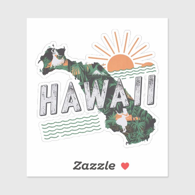 Retro Hawaii State Sticker (Sheet)