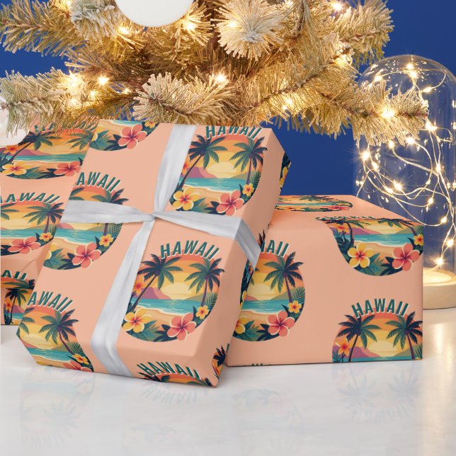Retro Hawaii Tropical Beach Wrapping Paper (Holidays)