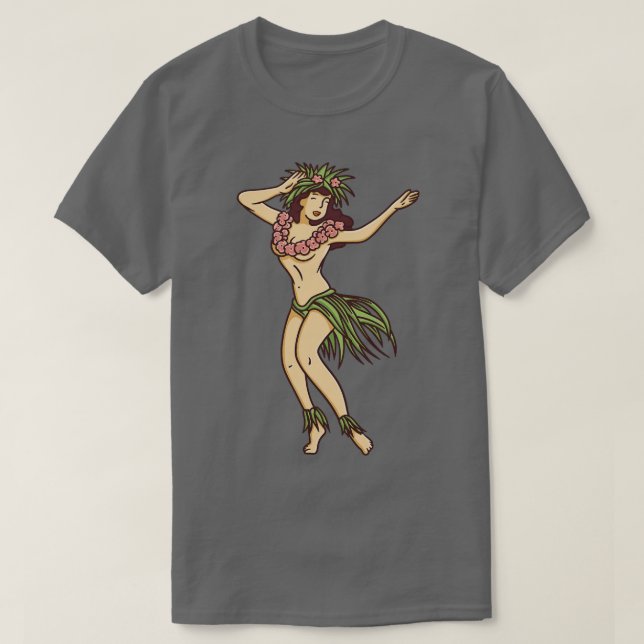 Retro Hawaiian Hula Girl Dancer 1 T-Shirt (Design Front)