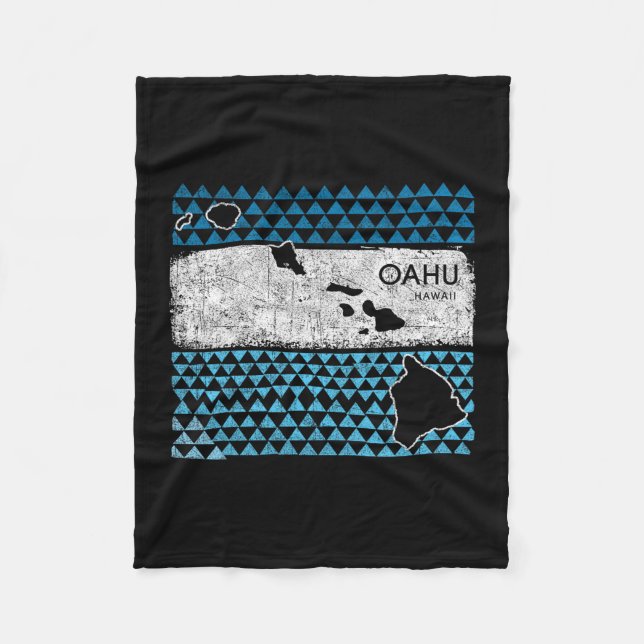 Retro Hawaiian Island Oahu Hawaii Volcano Vacation Fleece Blanket (Front)