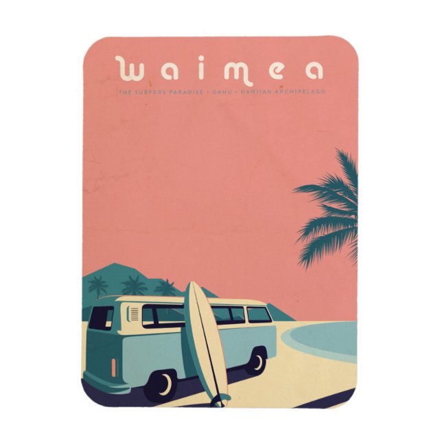 Retro Hawaiian surf Magnet (Vertical)