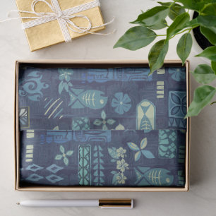 Retro Hawaiian Tiki Icons Tissue Paper