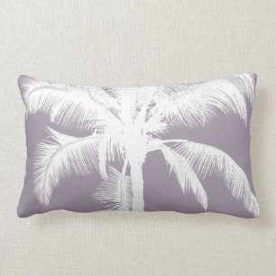 Retro Hawaiian Tropical Palm Tree Vintage Purple Lumbar Cushion