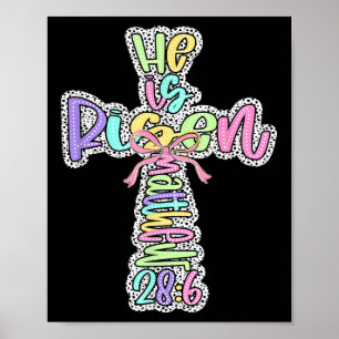 Retro He Is Risen Cross Easter Resurrection Jesus Poster