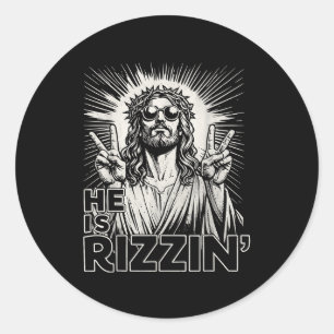 Retro he is rizzin funny for boys men women classic round sticker