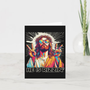 Retro He Is Rizzin Funny Jesus Has Rizzen Easter C Card