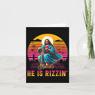 Retro He Is Rizzin Funny Jesus Has Rizzen Easter C Card