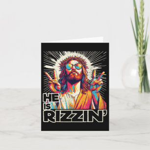 Retro He Is Rizzin Funny Jesus Has Rizzen Easter C Card