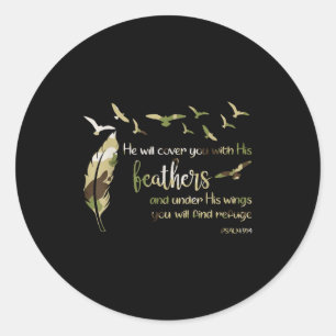 Retro He Will Cover You With His Beathers Jesus Re Classic Round Sticker