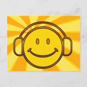 Retro Headphones Postcard