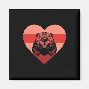 Retro Heart Beaver Vintage Valentine Womens Mens K Magnet