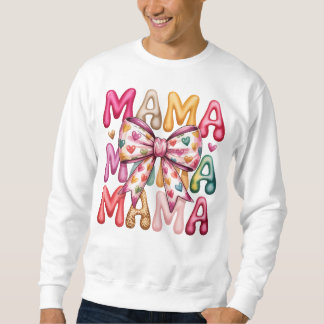 Retro Heart Bow Mama Stacked Design Sweatshirt