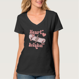 Retro Heart Breaker Skateboard Lightning Bolt Vale T-Shirt
