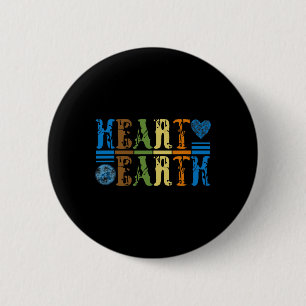 Retro Heart Earth Anagram Vintage Earth Day Love 6 Cm Round Badge