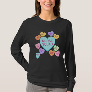 Retro Heart Funny Nurse Squad Happy Valentines Day T-Shirt