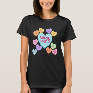 Retro Heart Funny Nurse Squad Happy Valentines Day T-Shirt