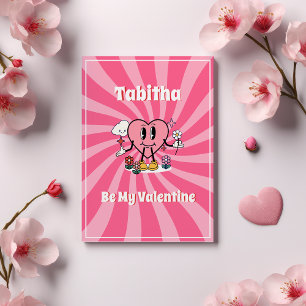Retro Heart Mascot   Be My Valentine's Holiday Card