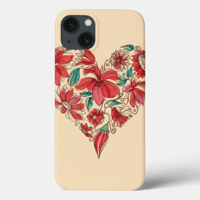 Retro heart of flowers love symbol Case-Mate iPhone case (Back)