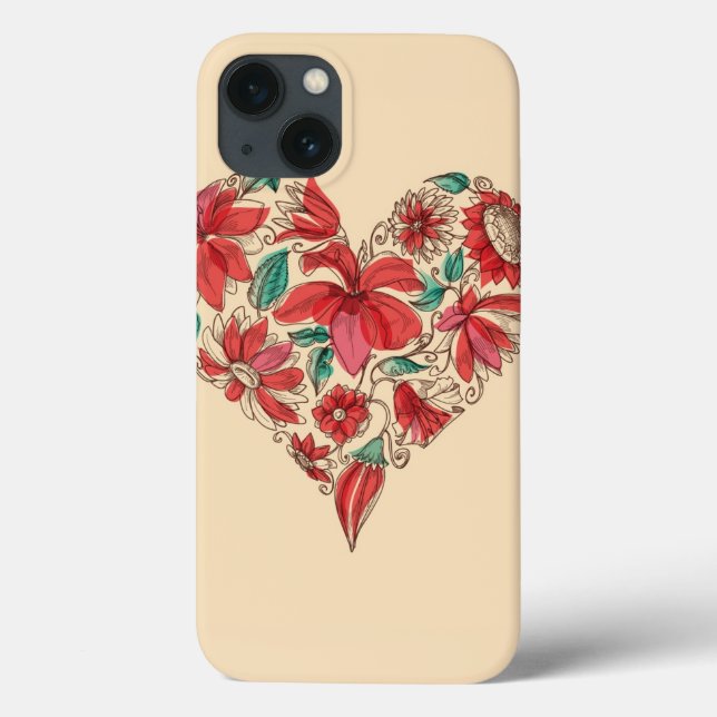 Retro heart of flowers love symbol Case-Mate iPhone case (Back)
