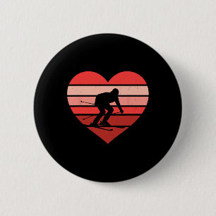 Retro Heart Skiing Ski Vintage Valentine Womens Me 6 Cm Round Badge