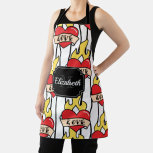 Retro Heart Tattoo Apron