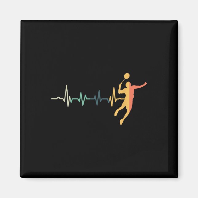 Retro Heartbeat Badminton Player Shuttle Trainer R Magnet (Front)