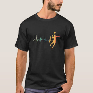 Retro Heartbeat Badminton Player Shuttlecock Train T-Shirt