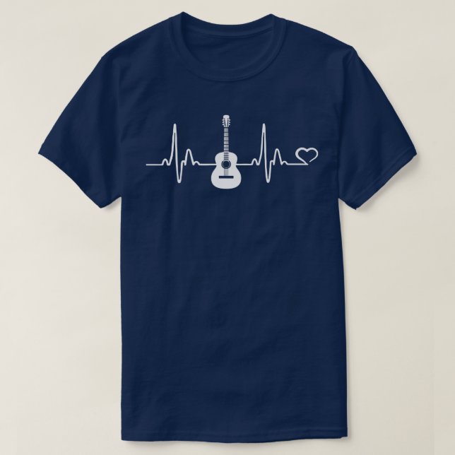 Retro Heartbeat Guitar Awesome Guitarist Clothing  T-Shirt (Design Front)