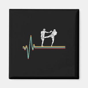 Retro Heartbeat Kickboxer Vintage Kickboxing Fight Magnet