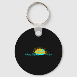 Retro Heartbeat Palm Tree Trocal Beach Island Key Ring