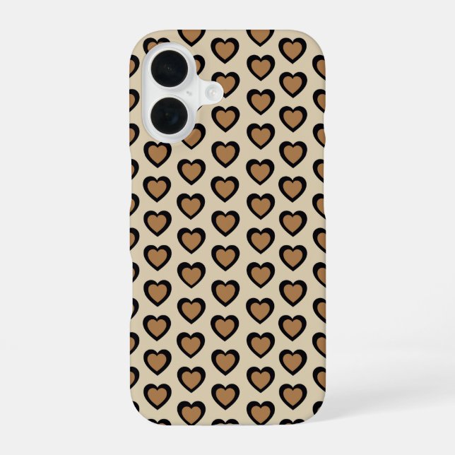 Retro Hearts Leopard iPhone 16 Case (Back)