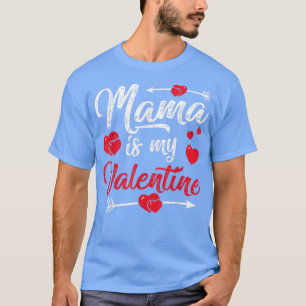 Retro Hearts Mama Is My Valentines Day Mothers Day T-Shirt