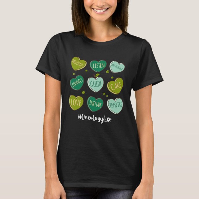 Retro Hearts Oncology Nurse Life  St Patrick s Day T-Shirt (Front)