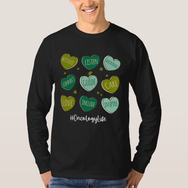 Retro Hearts Oncology Nurse Life  St Patrick s Day T-Shirt (Front)