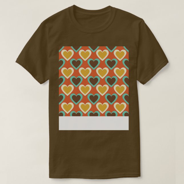 Retro Hearts Pattern in Red T-Shirt (Design Front)