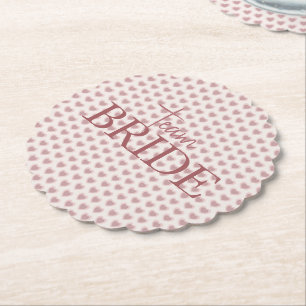 Retro Hearts Pink Burgundy Y2K Style Paper Coaster