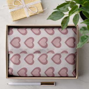 Retro Hearts Pink Burgundy Y2K Style Tissue Paper