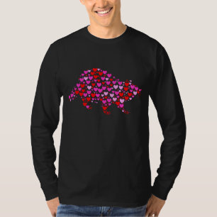 Retro Hearts Racoon Animals Birthday Christmas Va T-Shirt