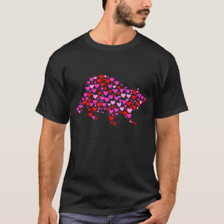 Retro Hearts Racoon Animals Birthday Christmas Va T-Shirt
