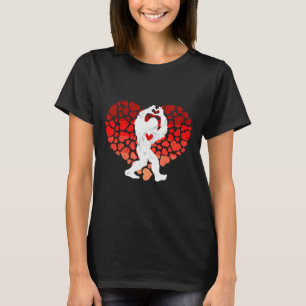 Retro Heat Love Bigfoot Sasquatch Valentine Men Wo T-Shirt