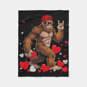 Retro Heat Love Peace Sign Bigfoot Sasquatch Men  Fleece Blanket