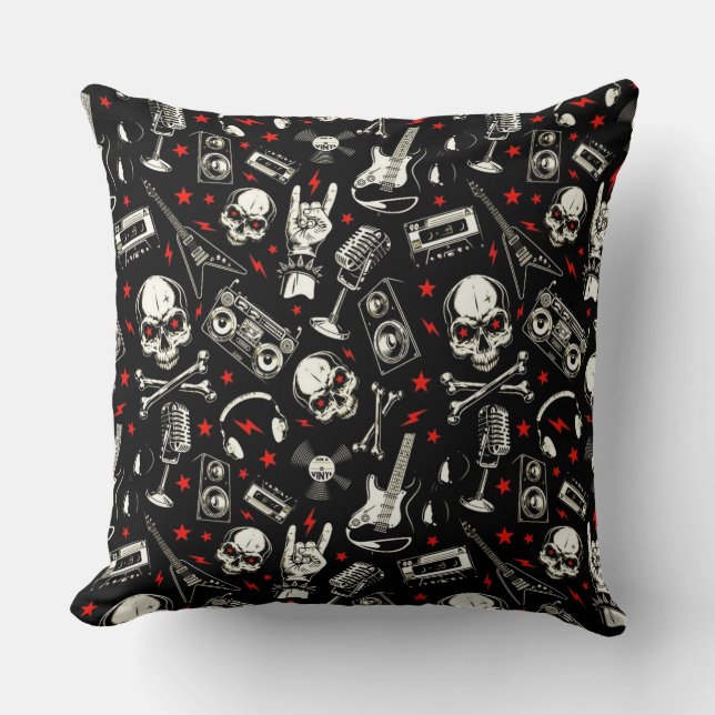 Retro Heavy Metal Pattern Cushion (Front)